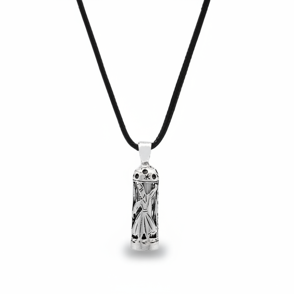 Mevlevi Tasarım İp Zincirli 925 Ayar Gümüş Erkek Cevşen Kolye - 4