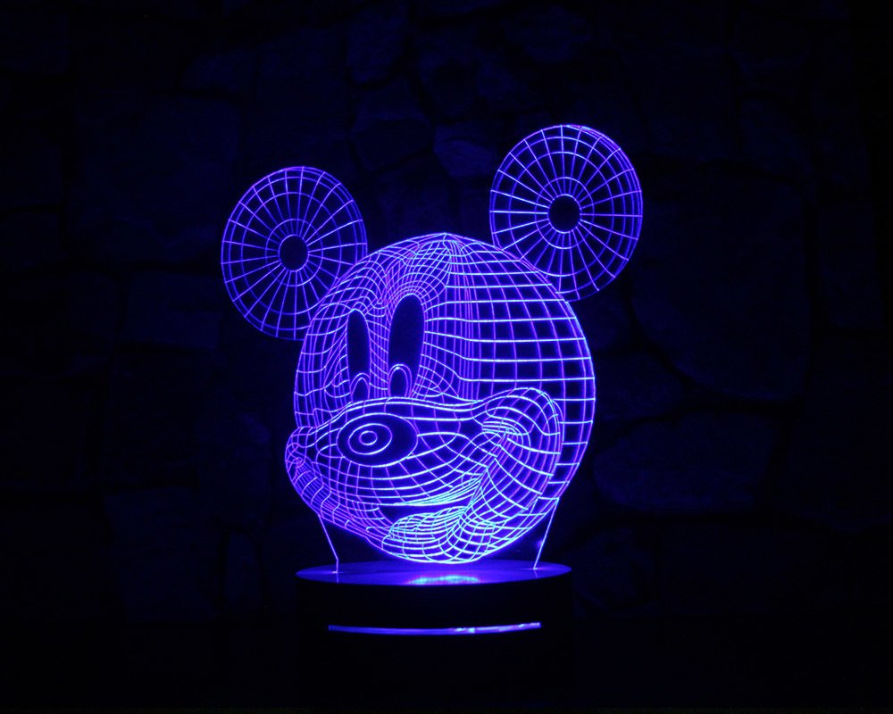 Mickey Mouse Tasarım 3D Led Lamba - 3