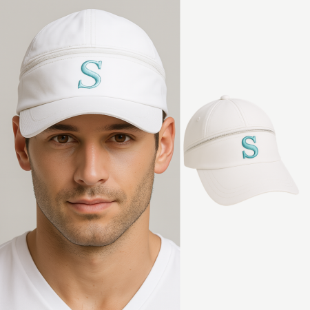 İsme Özel Harf Nakışlı Beyaz Mikro Kumaş Ayarlanabilir Unisex Tenis Şapkası - Tesbihane