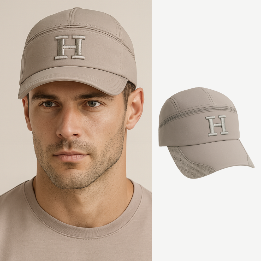 İsme Özel Harf Nakışlı Gri Mikro Kumaş Ayarlanabilir Unisex Tenis Şapkası - 1