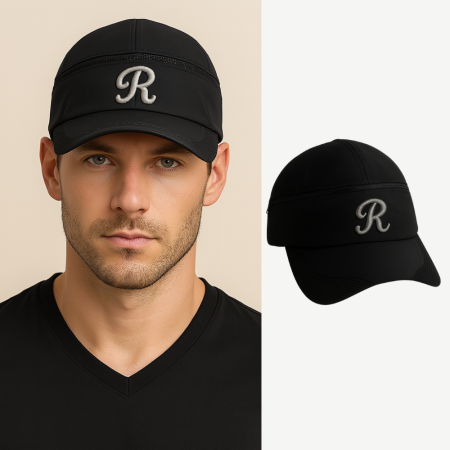 İsme Özel Harf Nakışlı Siyah Mikro Kumaş Ayarlanabilir Unisex Tenis Şapkası - Tesbihane