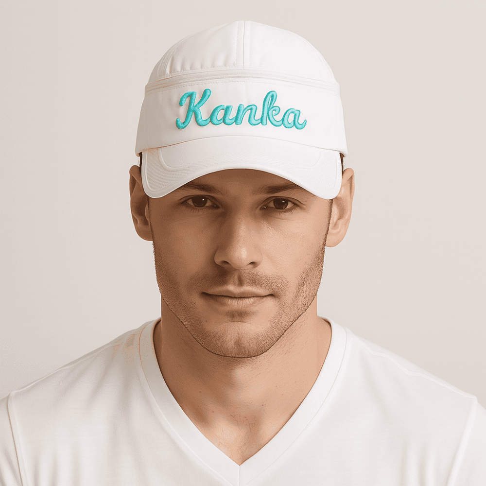 Kişiye Özel İsim Nakışlı Beyaz Mikro Kumaş Ayarlanabilir Unisex Tenis Şapkası - 1