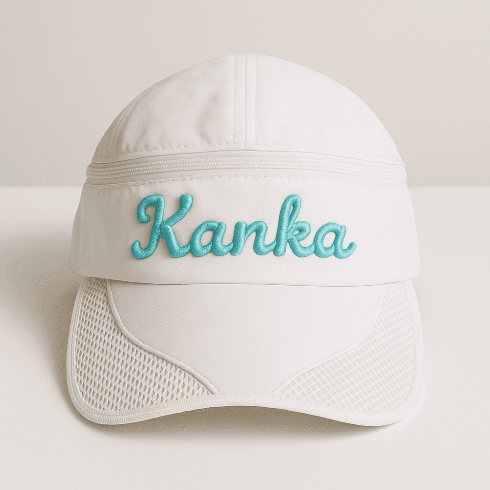 Kişiye Özel İsim Nakışlı Beyaz Mikro Kumaş Ayarlanabilir Unisex Tenis Şapkası - 2