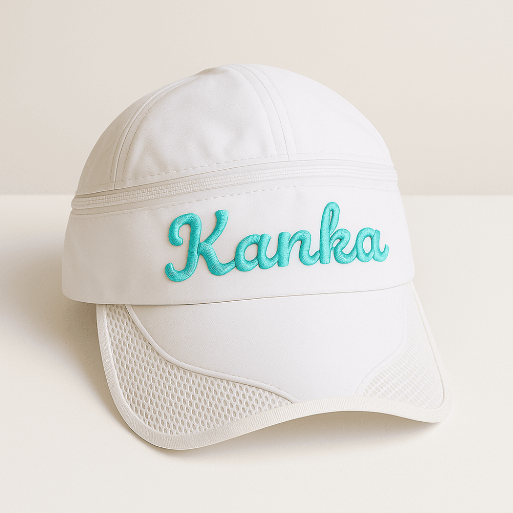 Kişiye Özel İsim Nakışlı Beyaz Mikro Kumaş Ayarlanabilir Unisex Tenis Şapkası - 3
