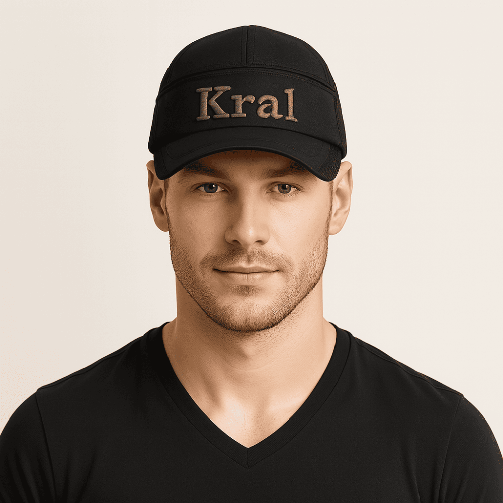 Kişiye Özel İsim Nakışlı Siyah Mikro Kumaş Ayarlanabilir Unisex Tenis Şapkası - 1