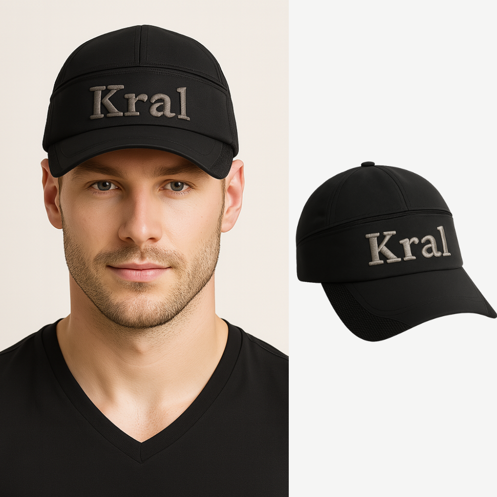 İsme Özel Nakışlı Siyah Mikro Kumaş Ayarlanabilir Unisex Tenis Şapkası - 1