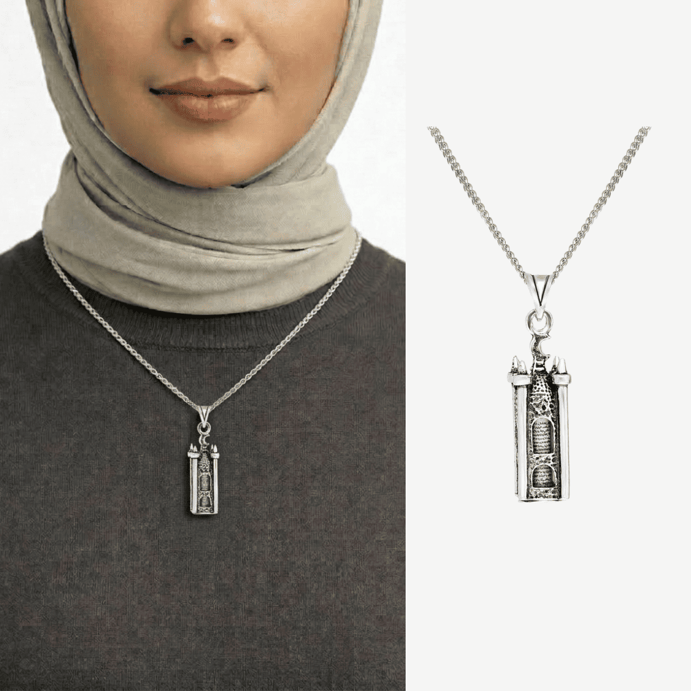 Minare Tasarım 925 Ayar Gümüş Kadın Cevşen Kolye - 1