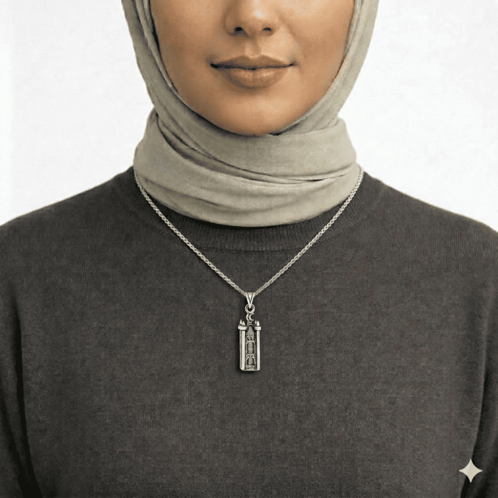 Minare Tasarım 925 Ayar Gümüş Kadın Cevşen Kolye - 2