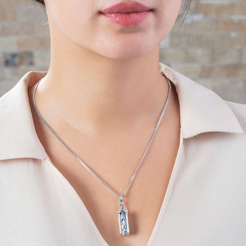 Minare Tasarım 925 Ayar Gümüş Kadın Cevşen Kolye - 3