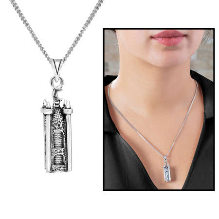 Minare Tasarım 925 Ayar Gümüş Kadın Cevşen Kolye - Tesbihane