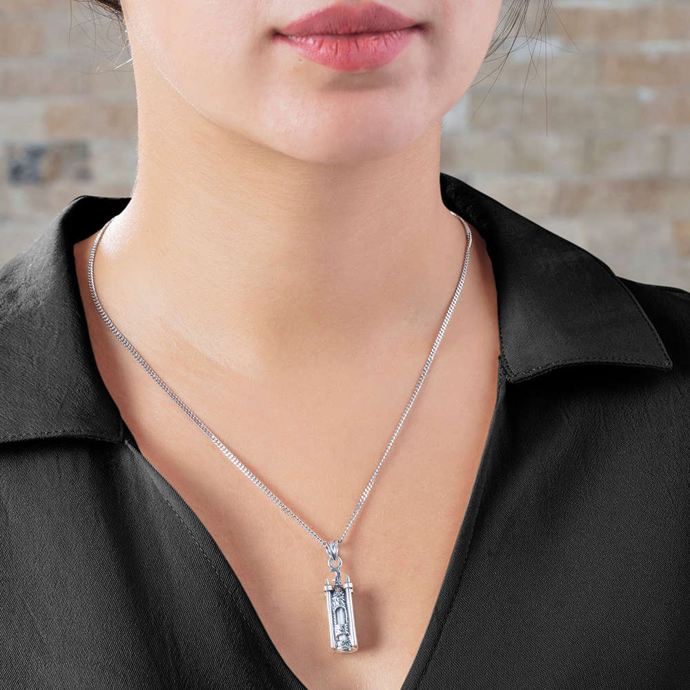 Minare Tasarım 925 Ayar Gümüş Kadın Cevşen Kolye - 5