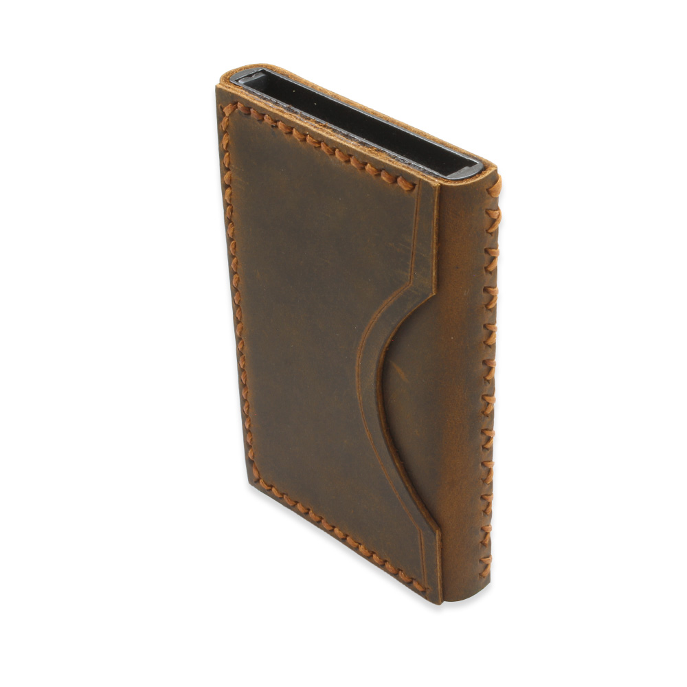 Tamamı El Dikişi Kahverengi Hakiki Deriden Mekanizmalı İsme Özel Yazılı Kartlık Cüzdan M3 - 3