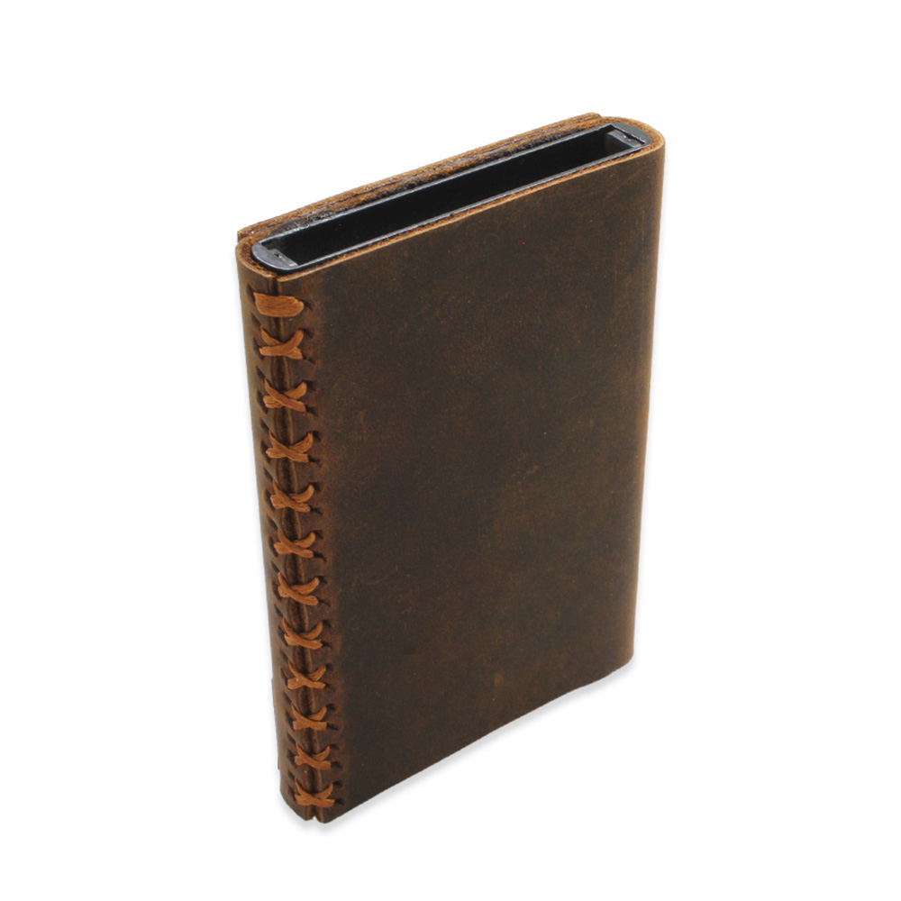 Tamamı El Dikişi Kahverengi Hakiki Deriden Mekanizmalı İsme Özel Yazılı Kartlık Cüzdan M3 - 4