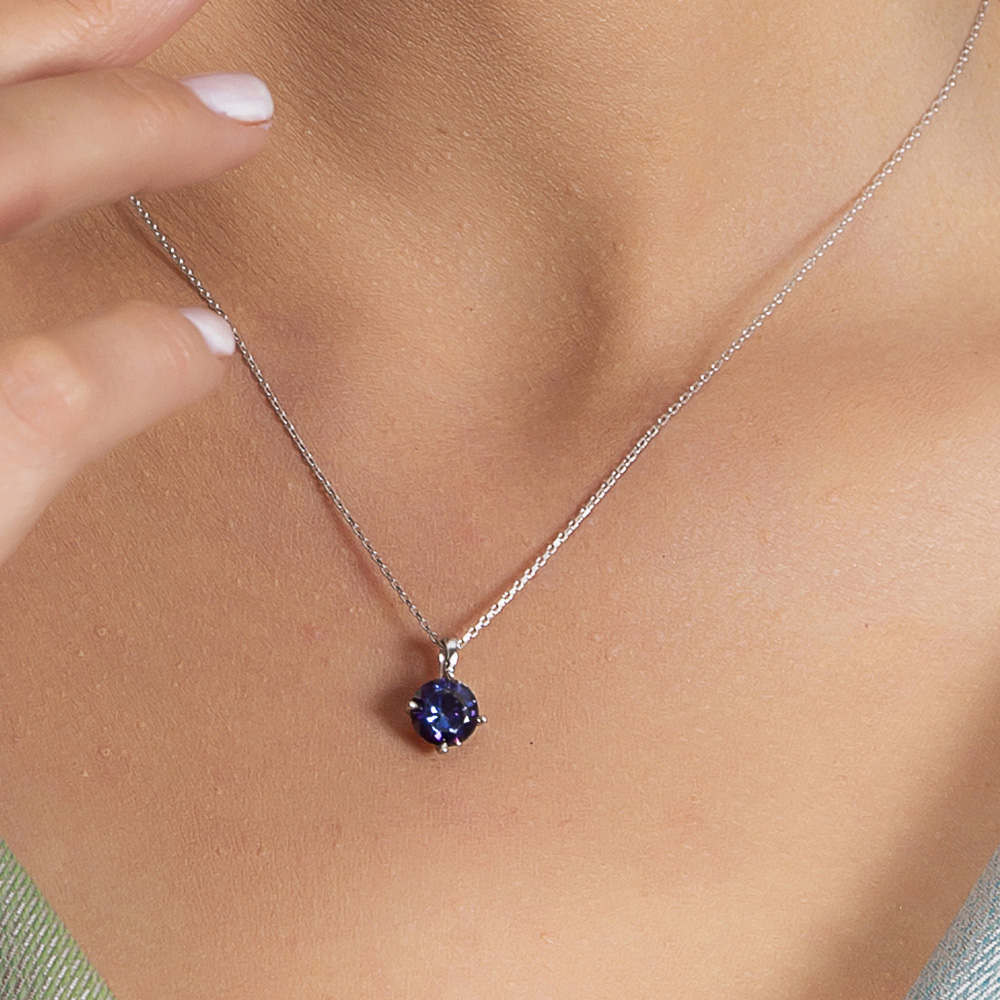 Mistik Topaz Taşlı Oval Tasarım 925 Ayar Gümüş Kadın Kolye - 2