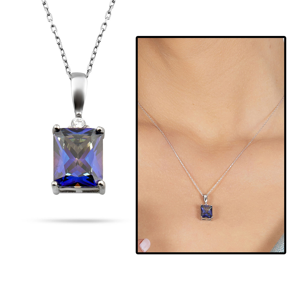 Mistik Topaz Taşlı Zarif Tasarım 925 Ayar Gümüş Kadın Kolye - 1