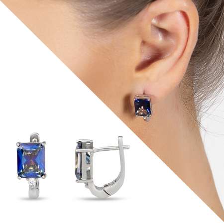 Mistik Topaz Taşlı Zarif Tasarım 925 Ayar Gümüş Küpe - Tesbihane