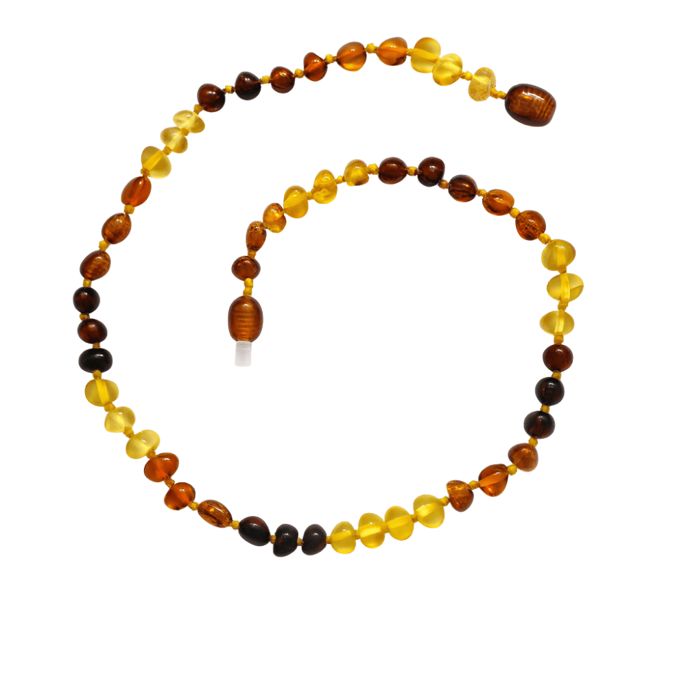 Mix Renkli Özel Seri Doğal Form Naturel Damla Kehribar Taşlı Bebek Diş Kolyesi - 3