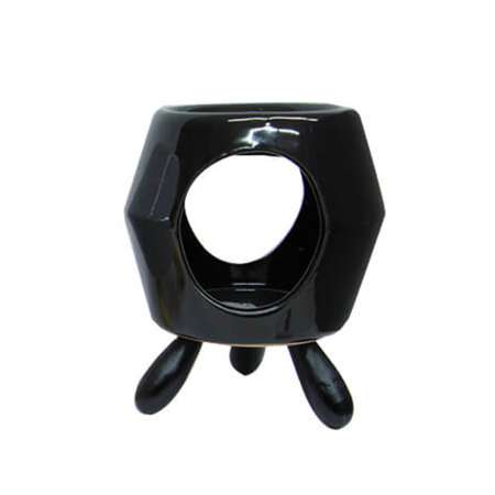 Modern Tasarım Ahşap Ayaklı Siyah Renkli Seramik Buhurdanlık - Tesbihane