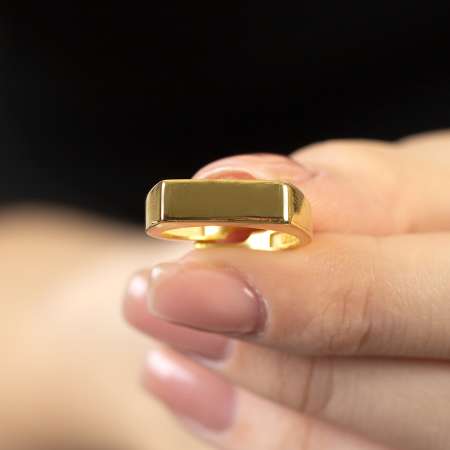 Modern Tasarım Altın Renk Ayarlanabilir Ölçü İsme Özel Harf Yazılı 925 Ayar Gümüş Kadın Tektaş Yüzük - Tesbihane