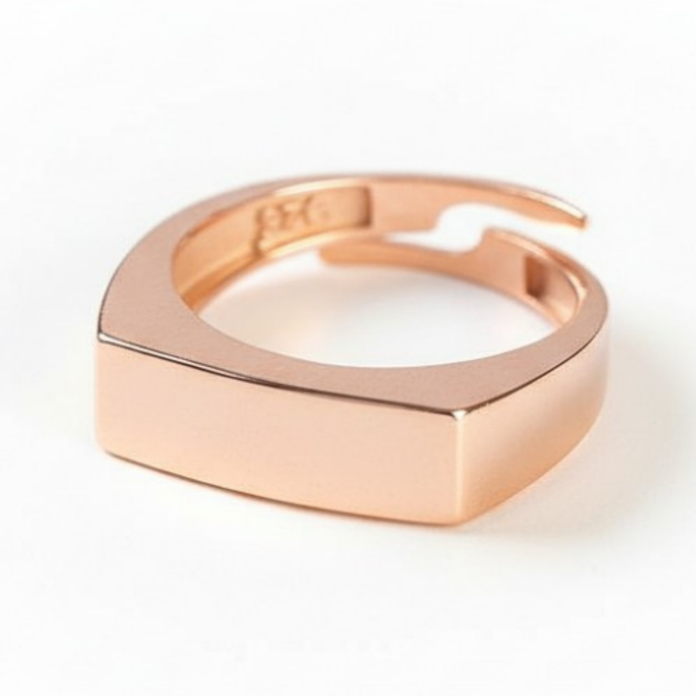 Modern Tasarım Rose Renk Ayarlanabilir Ölçü İsme Özel Harf Yazılı 925 Ayar Gümüş Kadın Tektaş Yüzük - 4