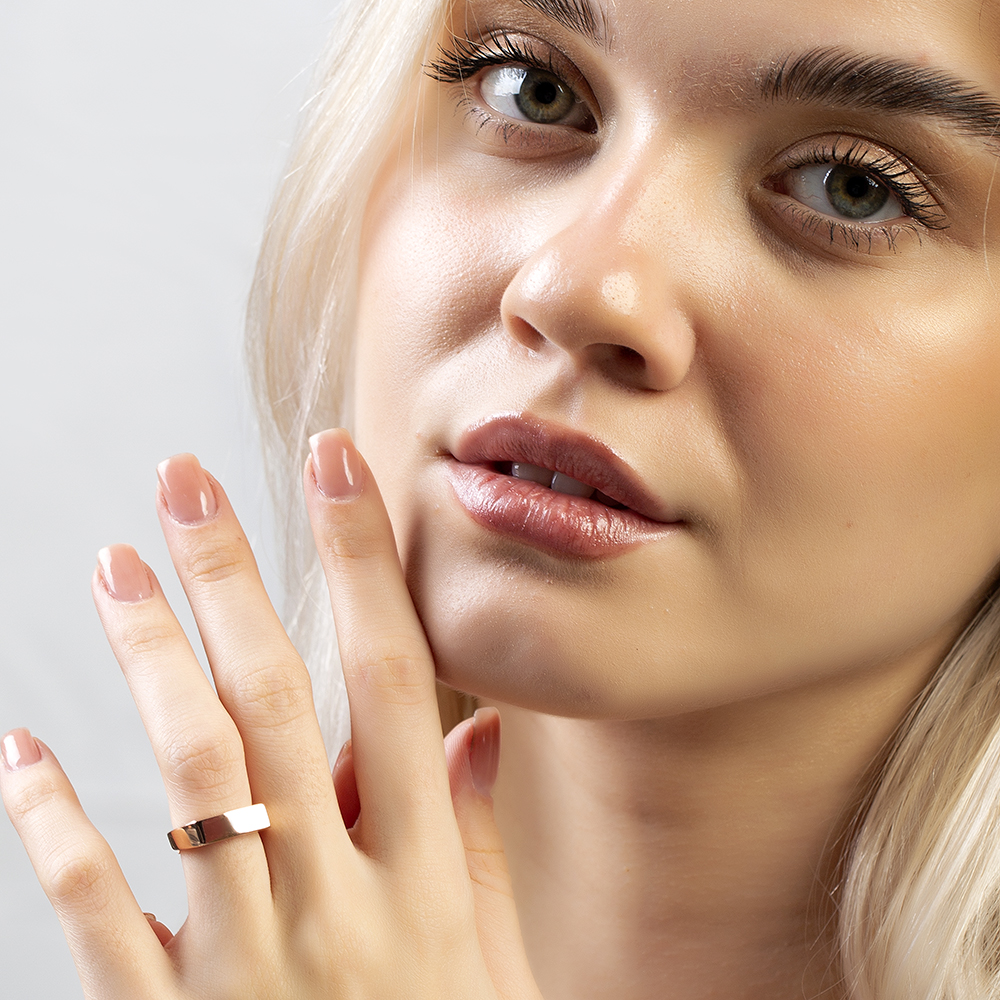 Modern Tasarım Rose Renk Ayarlanabilir Ölçü İsme Özel Harf Yazılı 925 Ayar Gümüş Kadın Tektaş Yüzük - 1