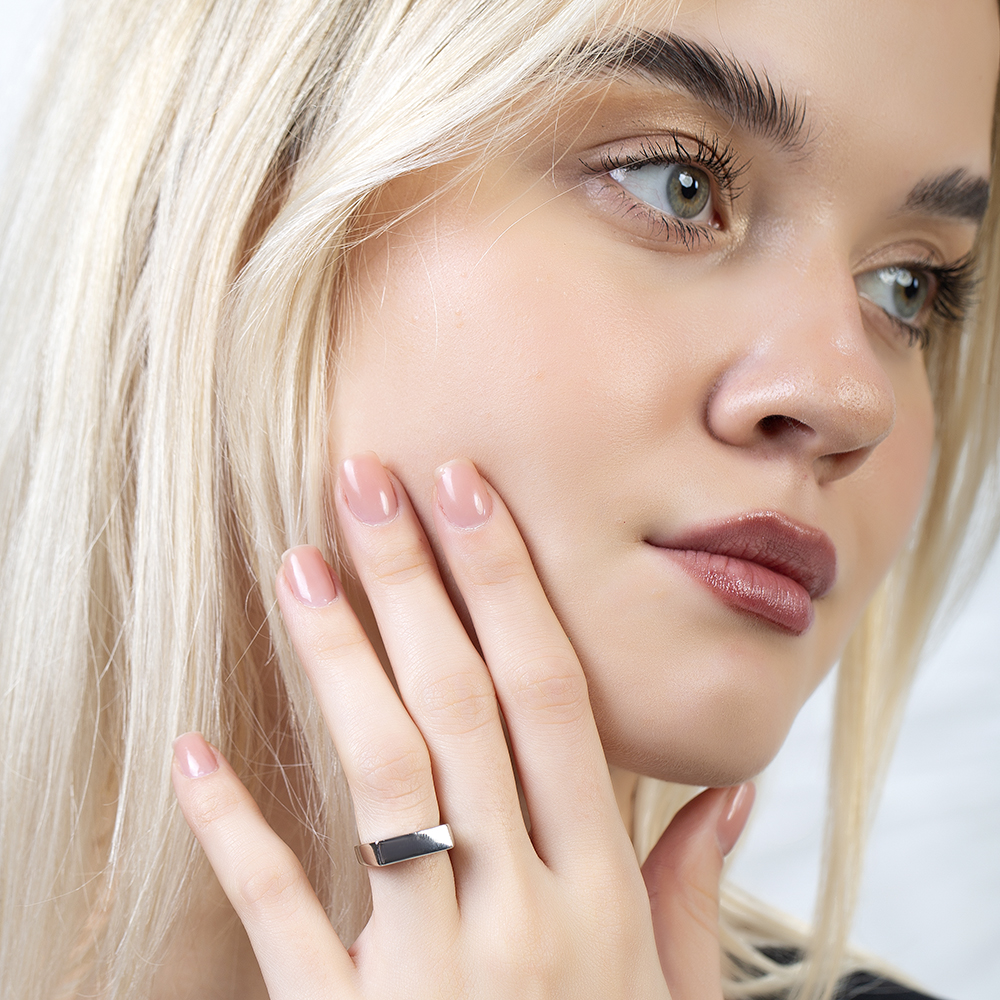 Modern Tasarım Gümüş Renk Ayarlanabilir Ölçü İsme Özel Harf Yazılı 925 Ayar Gümüş Kadın Tektaş Yüzük - 3