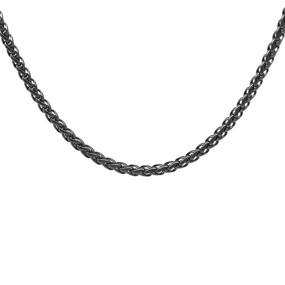 Modern Tasarım Siyah Renk Çelik Erkek Zincir Kolye - 3