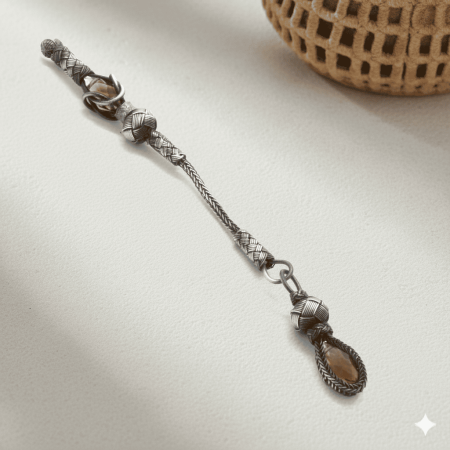 Mor Zirkon Taşlı 1000 Ayar Gümüş Kazaz Püskül - Tesbihane