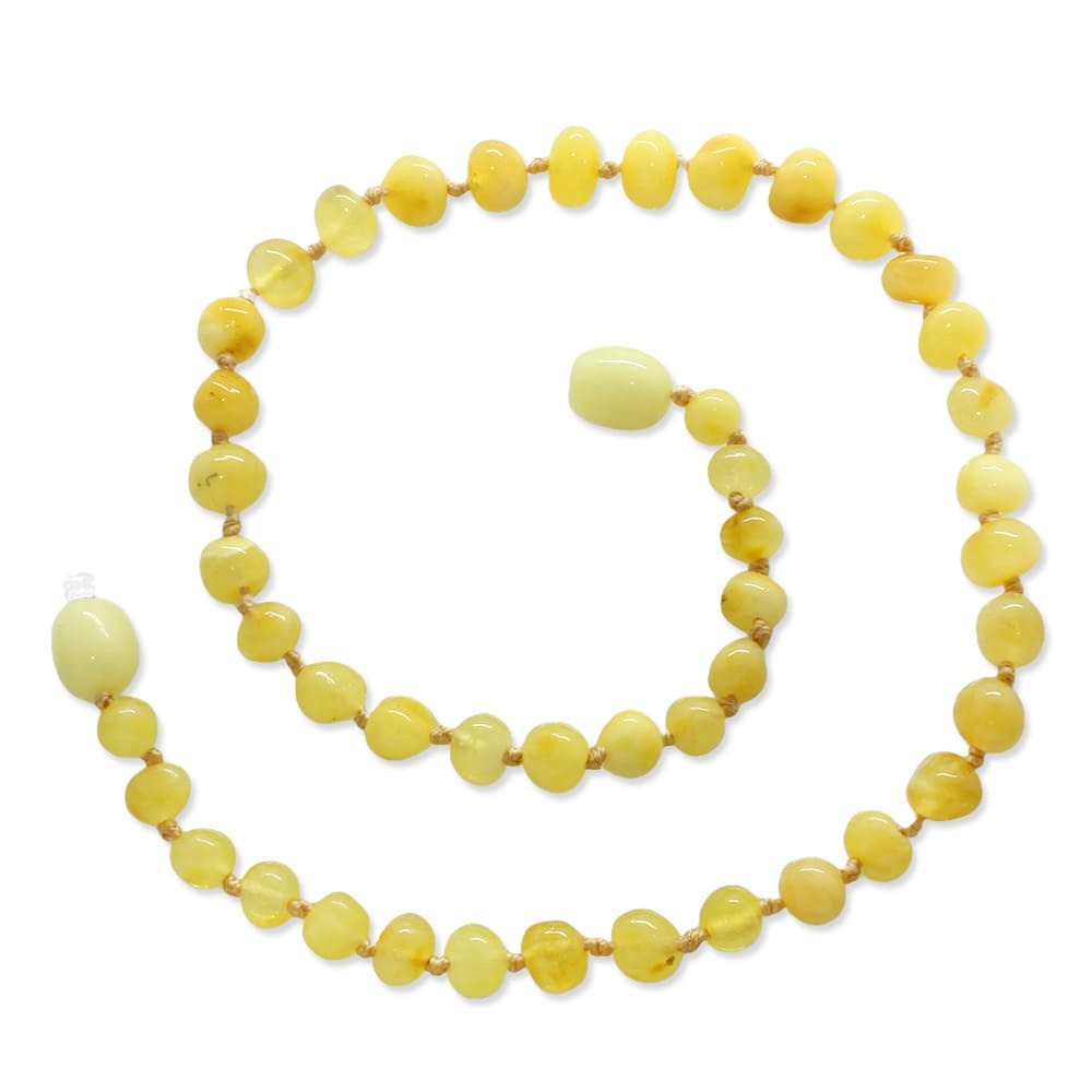 Hareli Sarı Doğal Damla Kehribar Taşlı Bebek Diş Kolyesi - 3