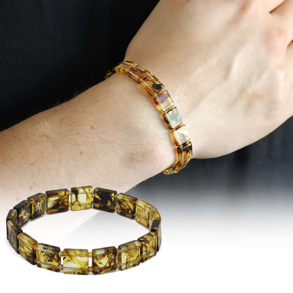 Multicolor Doğal Damla Kehribar Rolex Unisex Bileklik - 1