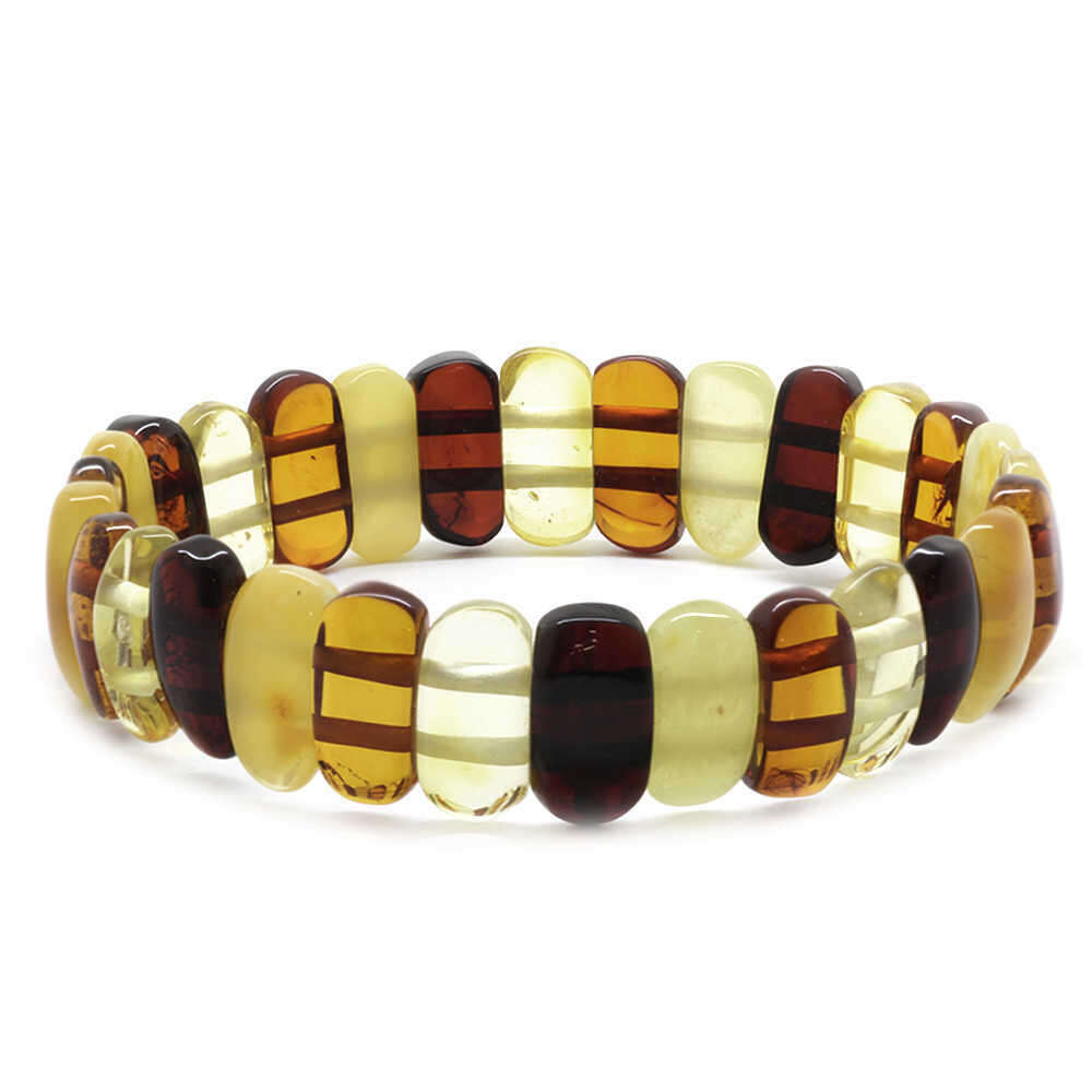Multicolor Doğal Damla Kehribar Rolex Unisex Bileklik - 3