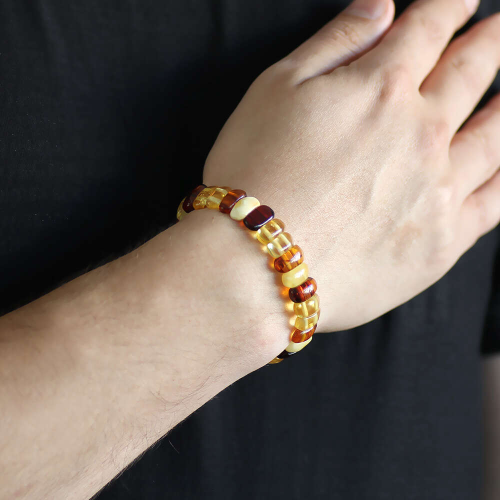Multicolor Doğal Damla Kehribar Rolex Unisex Bileklik - 2