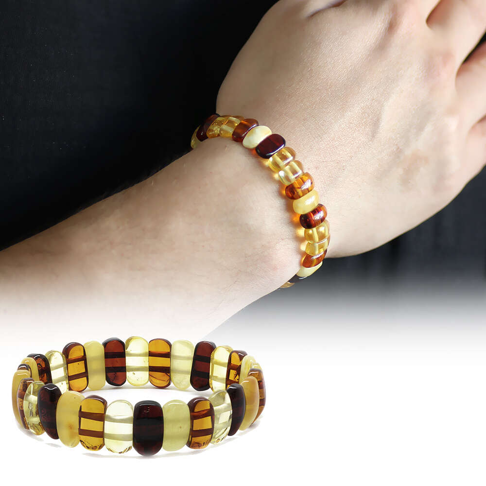 Multicolor Doğal Damla Kehribar Rolex Unisex Bileklik - 1