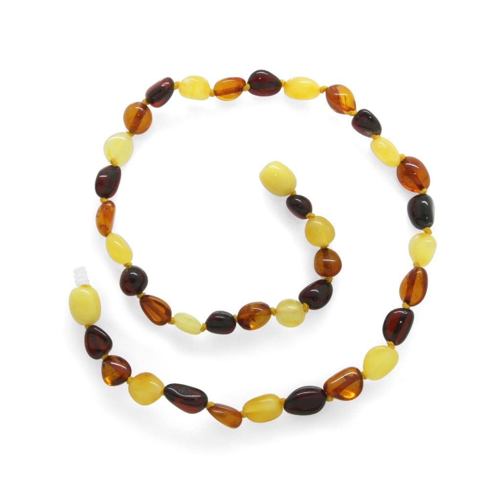 Çok Renkli Doğal Damla Kehribar Taşlı Bebek Diş Kolyesi - 3