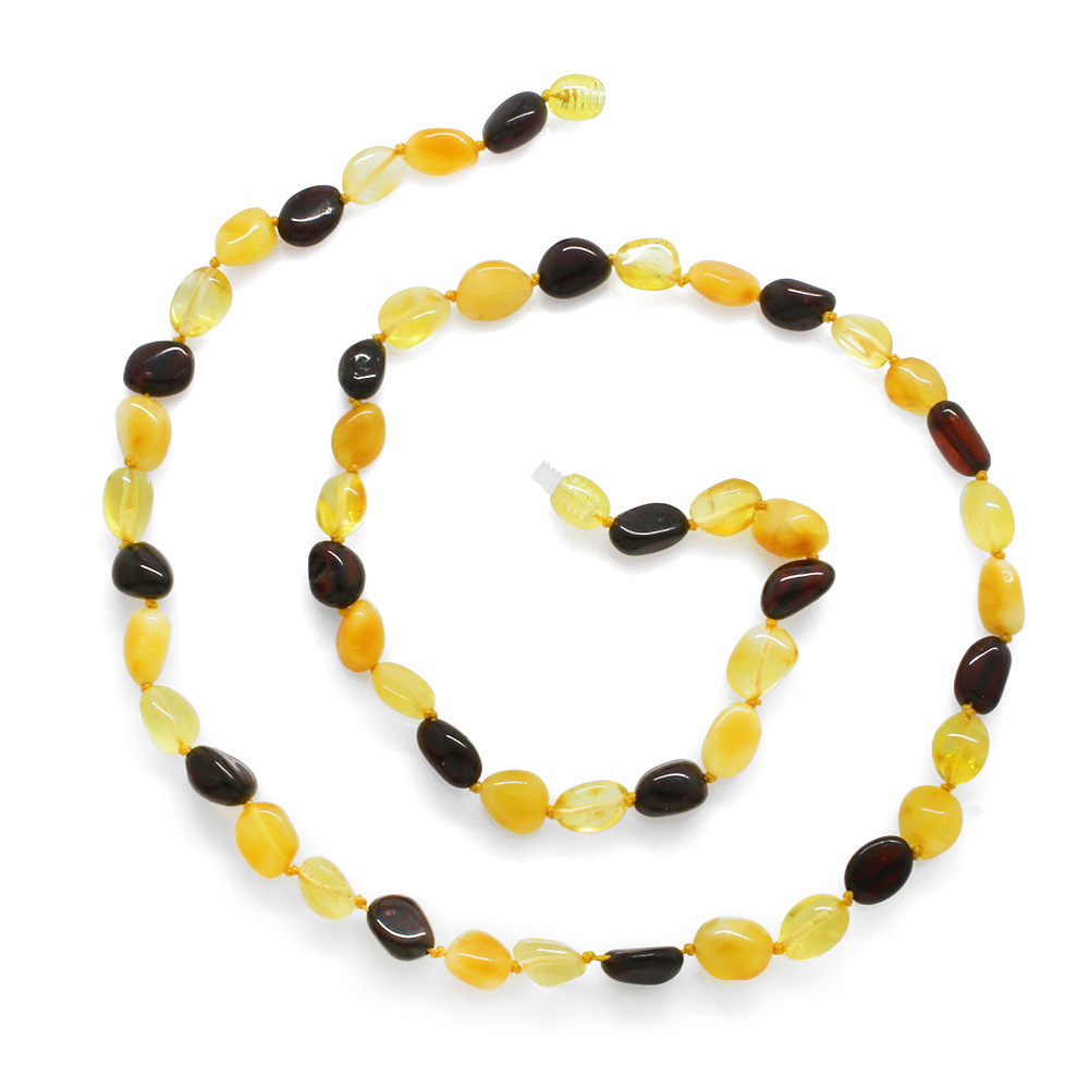 Çok Renkli Doğal Damla Kehribar Taşlı Kadın Kolye - 3