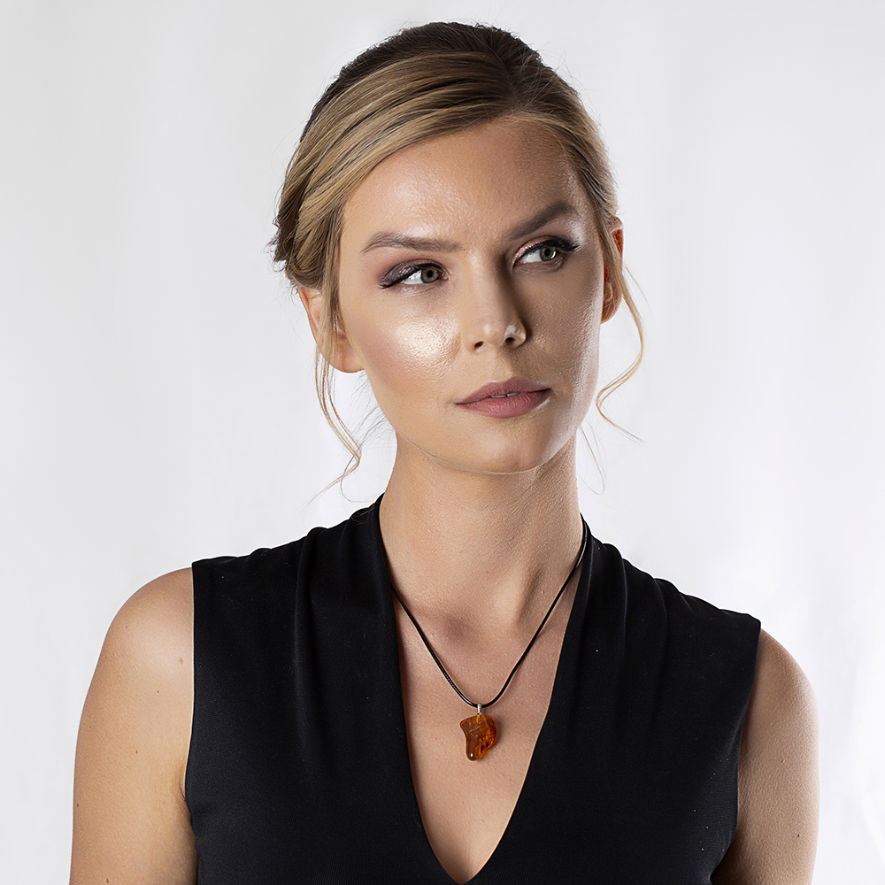 Çok Renkli Doğal Damla Kehribar Taşlı Kolye - 2