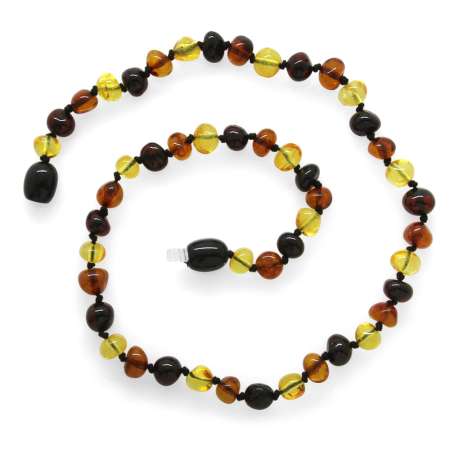 Çok Renkli Özel Seri Naturel Damla Kehribar Taşlı Bebek Diş Kolyesi - 3