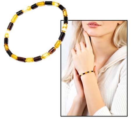 Çok Renkli Doğal Damla Kehribar Kadın Bileklik - Tesbihane