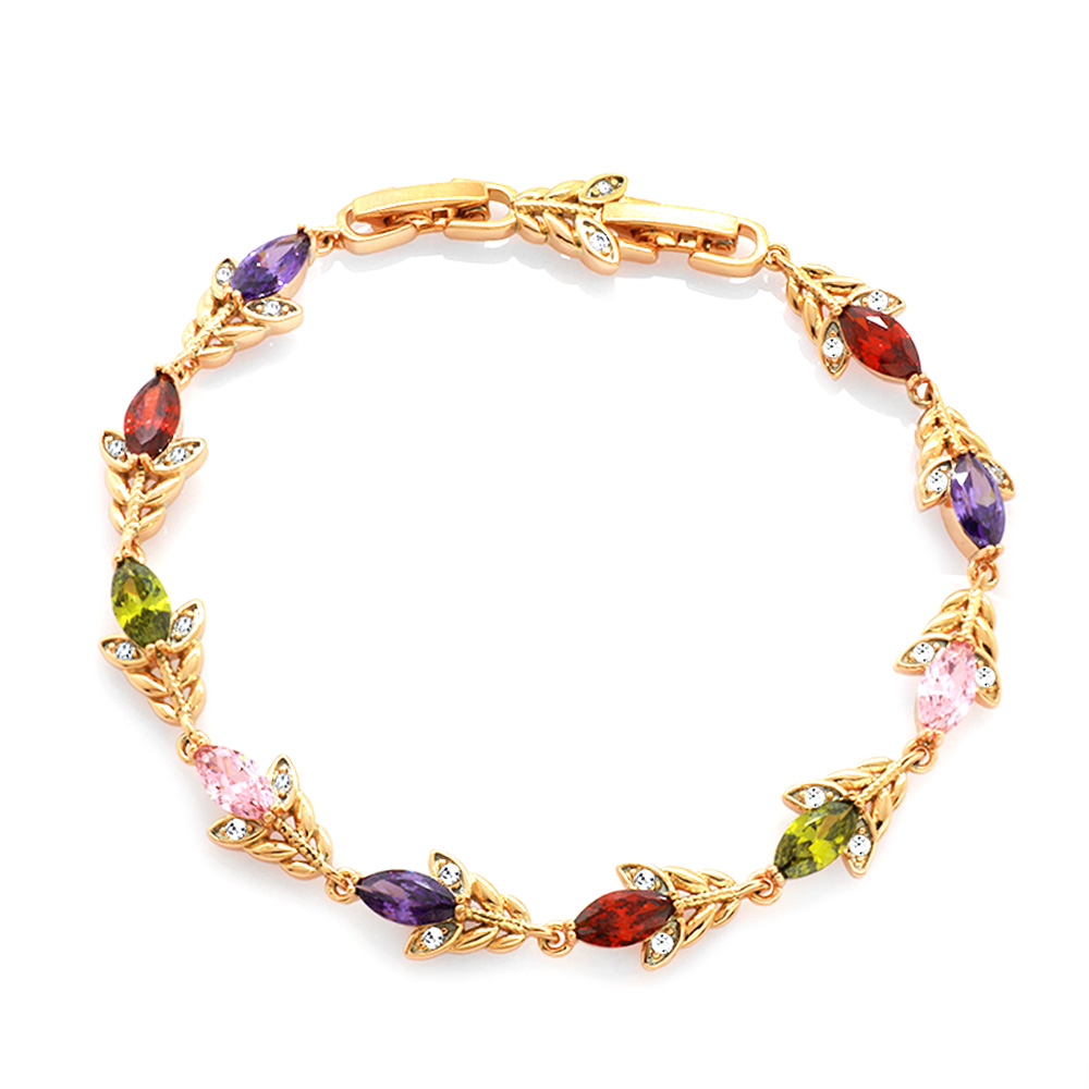 Multicolor Zirkon Taşlı Başak Tasarım Rose Renk Tam Tur Xuping Kadın Bileklik - 1
