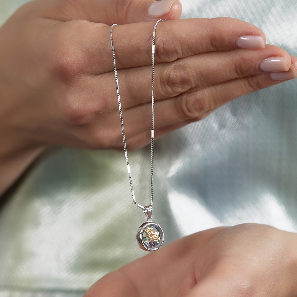 Çok Renkli Zirkon Taşlı Oval Tasarım Gül Detaylı 925 Ayar Gümüş Kadın Kolye - 5