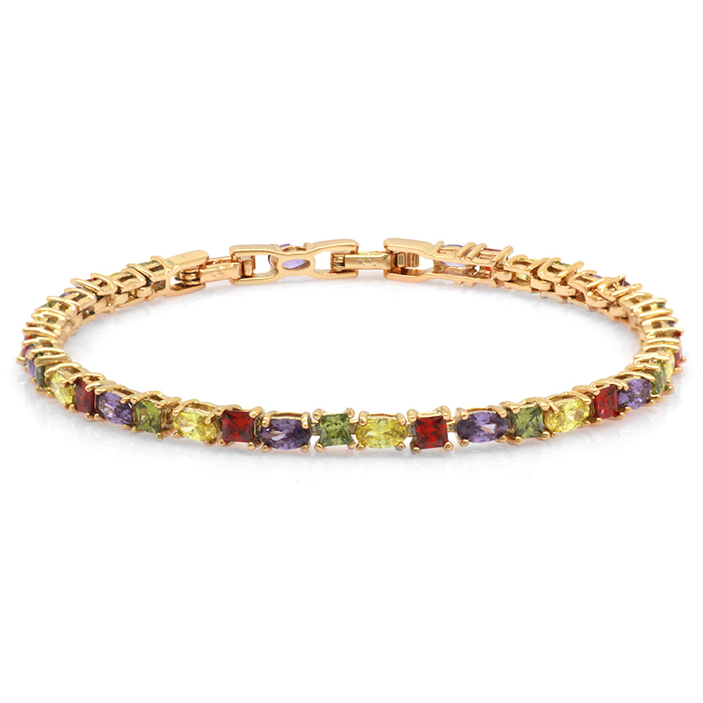 Multicolor Zirkon Taşlı Rose Renk Tam Tur Xuping Kadın Bileklik - 1