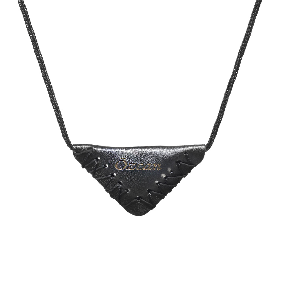 Muska Tasarım Siyah İp Zincirli İsme Özel Yazılı Erkek Cevşen Kolye - 1