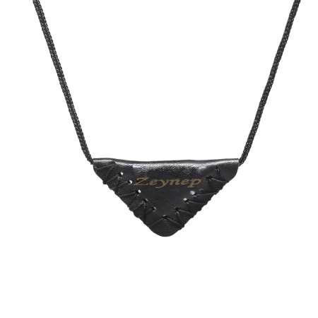 Muska Tasarım Siyah İp Zincirli İsme Özel Yazılı Kadın Cevşen Kolye - Tesbihane