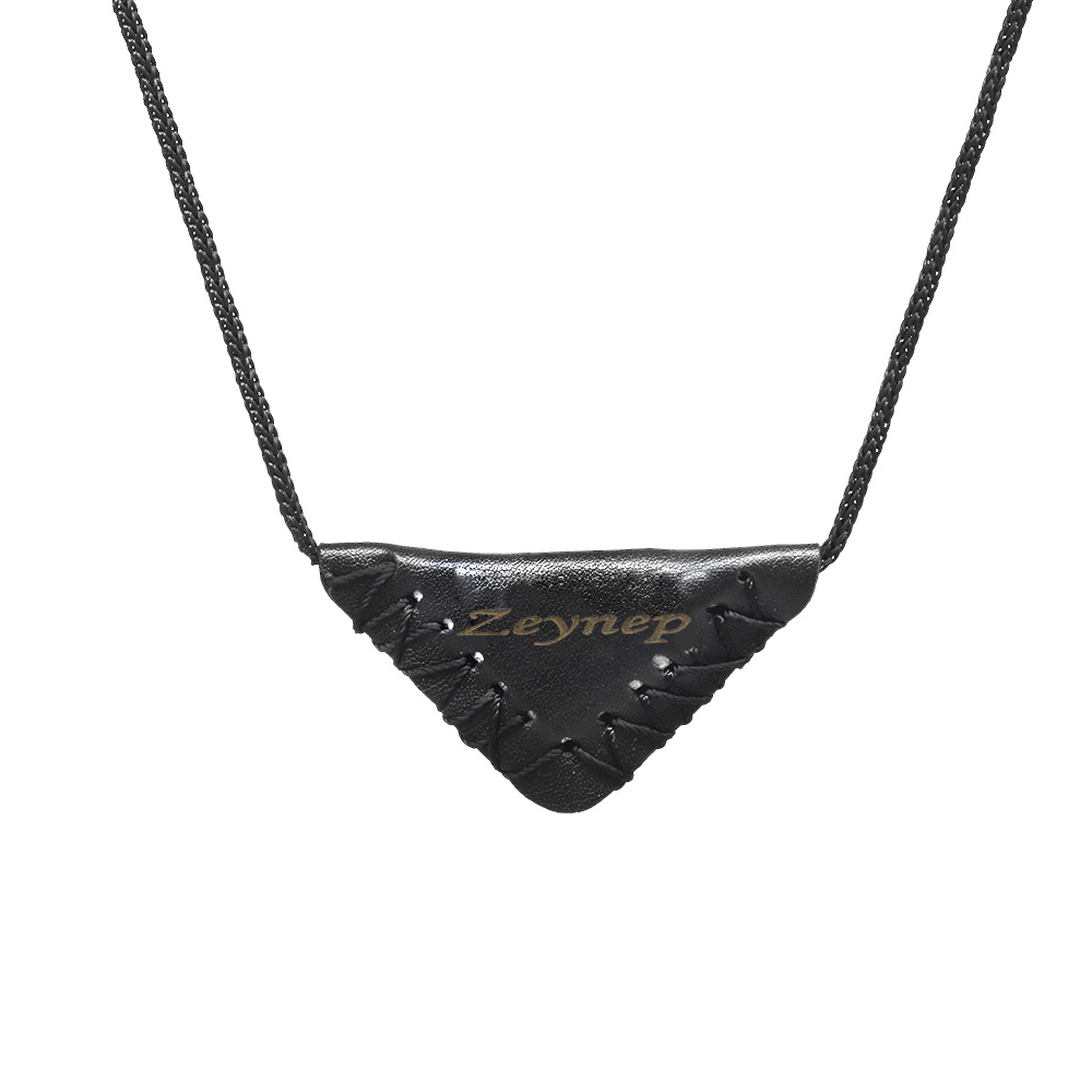 Muska Tasarım Siyah İp Zincirli İsme Özel Yazılı Kadın Cevşen Kolye - 1