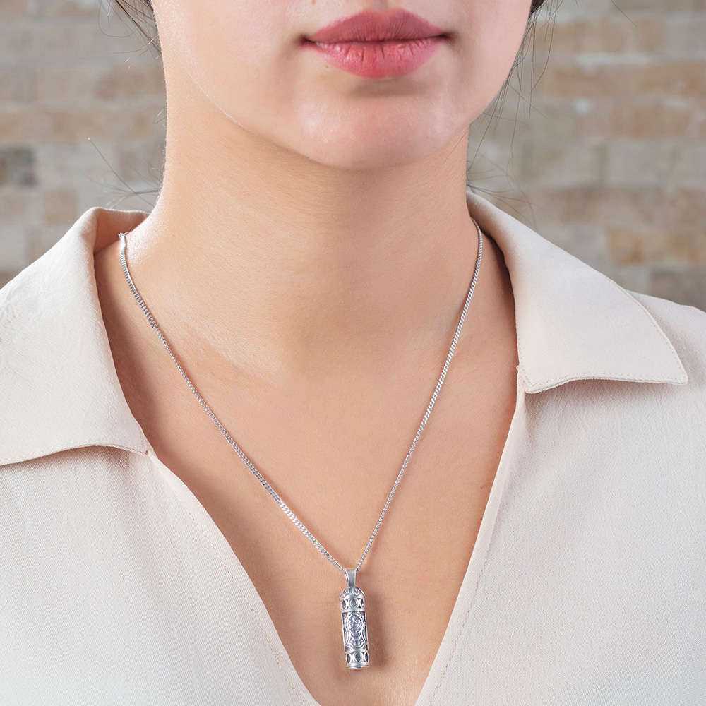 Nalı Şerif İşlemeli 925 Ayar Gümüş Kadın Cevşen Kolye - 3