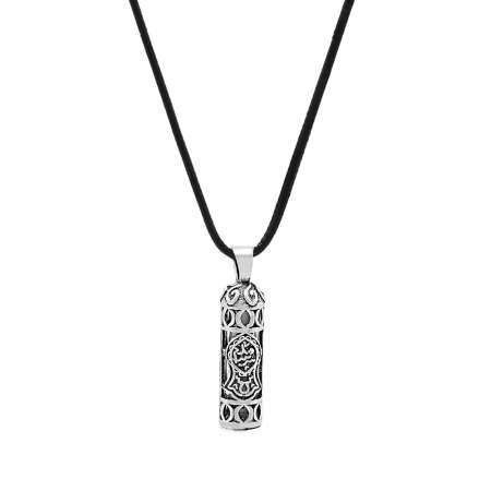 Nalı Şerif İşlemeli Zarif İp Zincirli 925 Ayar Gümüş Kadın Cevşen Kolye - Tesbihane