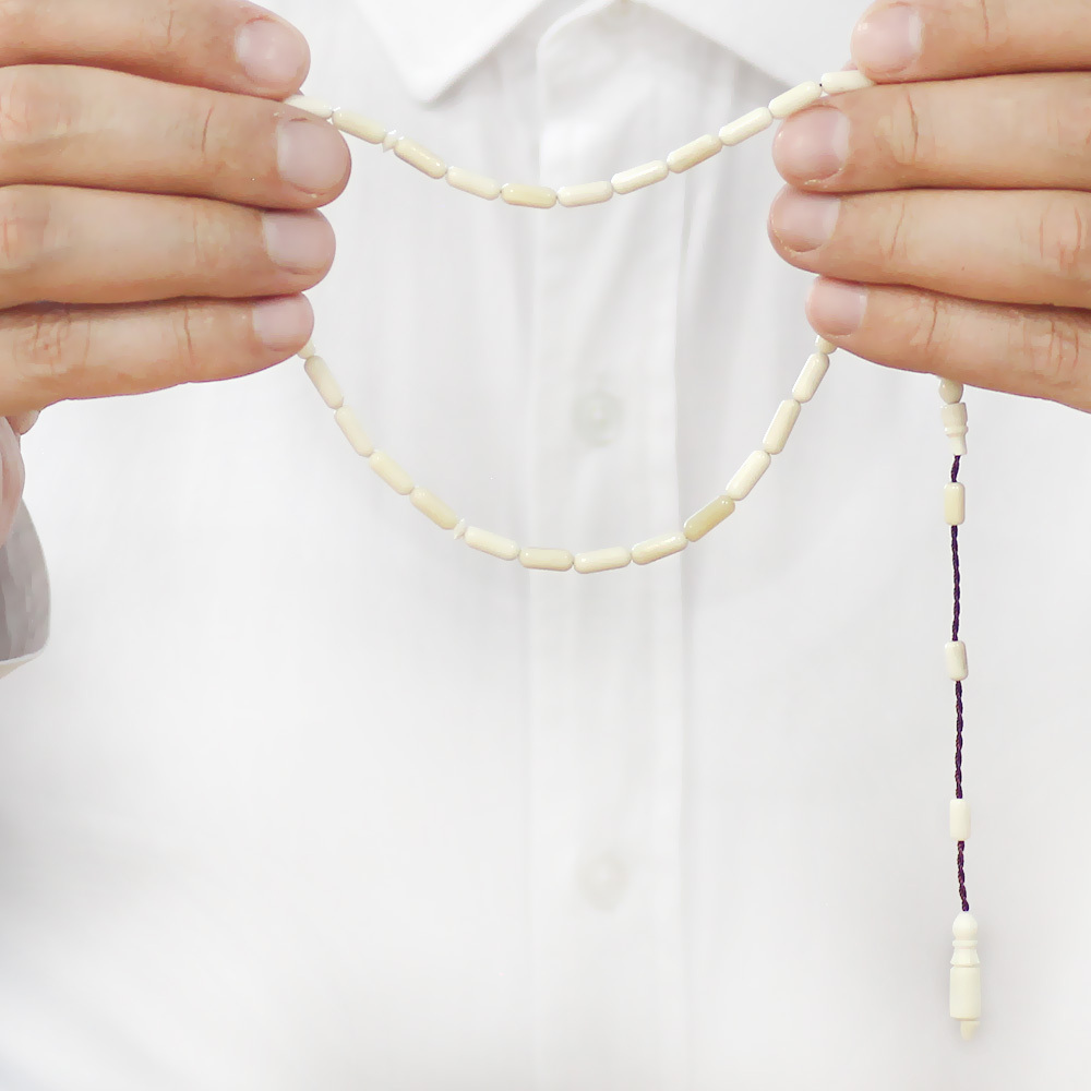 Natural Deve Kemiği Tesbih - Sistemli Tasarım - Krem Rengi - İnce Kapsül Kesim - 3