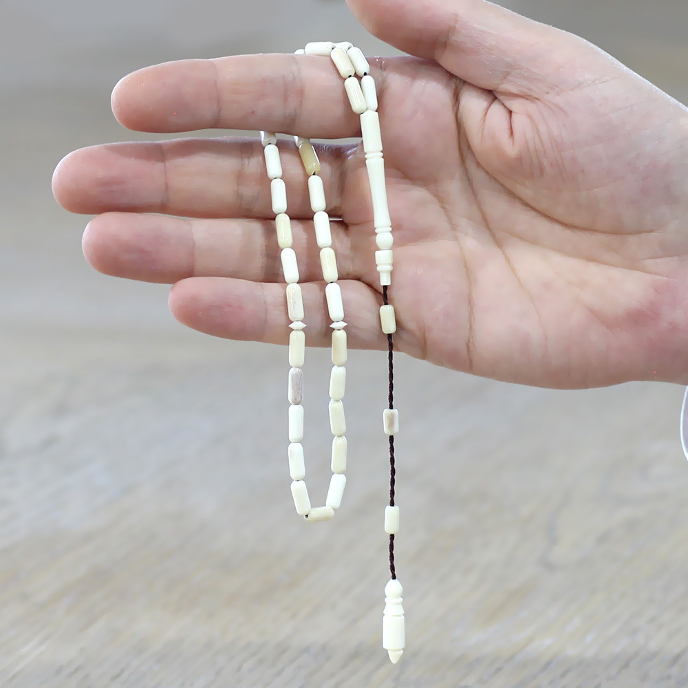 Natural Deve Kemiği Tesbih - Sistemli Tasarım - Krem Rengi - İnce Kapsül Kesim - 2