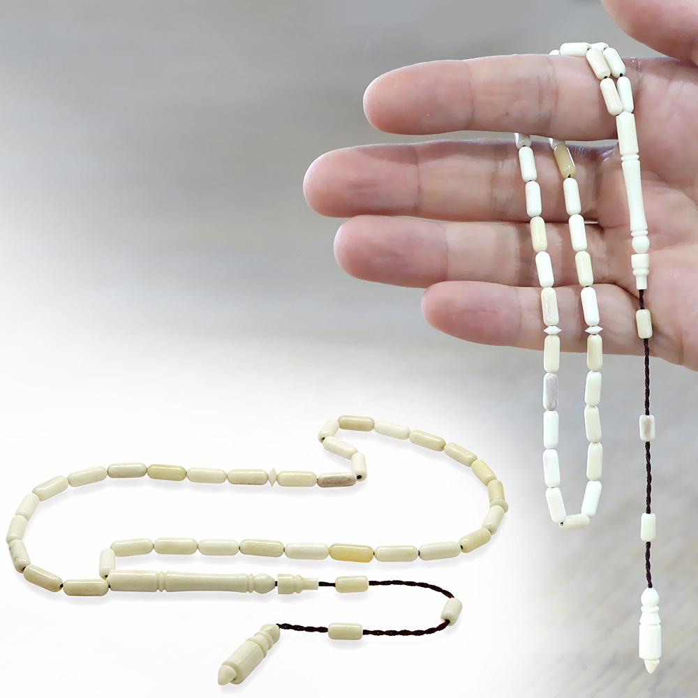 Natural Deve Kemiği Tesbih - Sistemli Tasarım - Krem Rengi - İnce Kapsül Kesim - 1