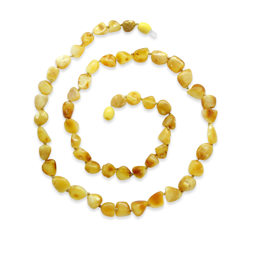 Natural Form Bal Beyaz Kınalı Doğal Damla Kehribar Kadın Kolye - 1